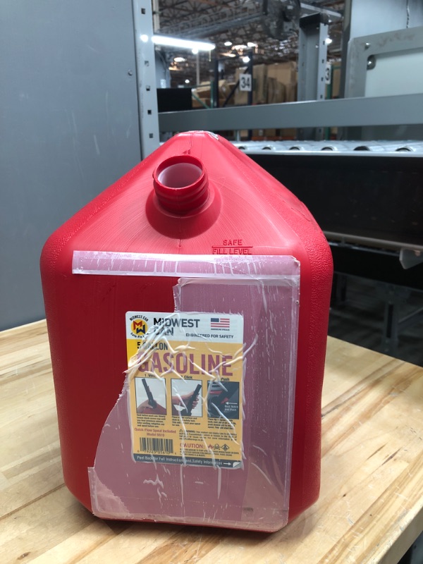 Photo 2 of *MISSING NOZZLE* Midwest Can Company 5610 5-Gallon EPA & CARB Compliant Gas Can Fuel Container Jug with Spout and Flame Shield System, Red