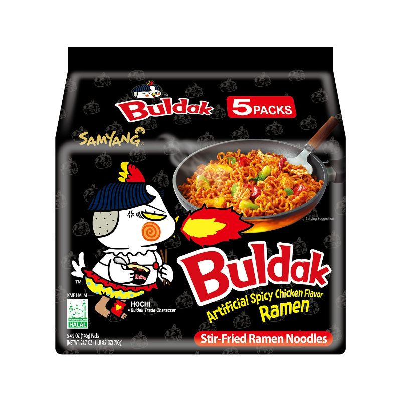 Photo 1 of **BEST BY 10 MAR 2025** Samyang Buldak Korean Hot Spicy Chicken Stir-Fried Ramyun Noodles 4.94 oz (Pack of 5) Original 1.54 Pound (Pack of 1) 