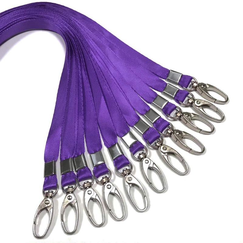 Photo 1 of 200 Pcs Breakaway Lanyards Bulk Safety Nylon Flat Lanyard with Clip Swivel Hooks for ID Badge ID Card Holder purple