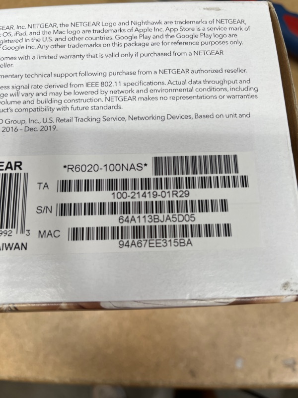 Photo 2 of NETGEAR Dual Band WiFi Router (R6020) – AC750 Wireless Speed (Up to 750Mbps), Coverage up to 750 sq. ft, 10 Devices, 4 x Fast Ethernet Ports