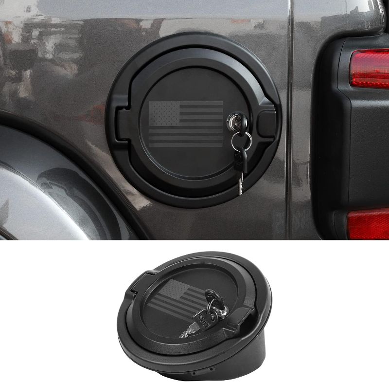 Photo 1 of (READ FULL POST) RT-TCZ Fuel Filler Door Locking Gas Tank Cap Cover Accessories for 2018-2024 Jeep Wrangler JL JLU (US Flag)