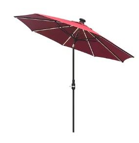 Photo 1 of **MISSING THE BOTTOM HALF OF THE POLL**  allen + roth 9-ft Red Solar Powered Slide-tilt Market Patio Umbrella