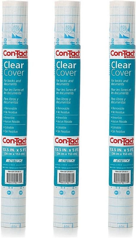 Photo 1 of Con-Tact Brand Clear Contact Adhesive Protective Liner to Cover Books and Documents, 13.5-Inches x 5-Feet (Pack of 3)
