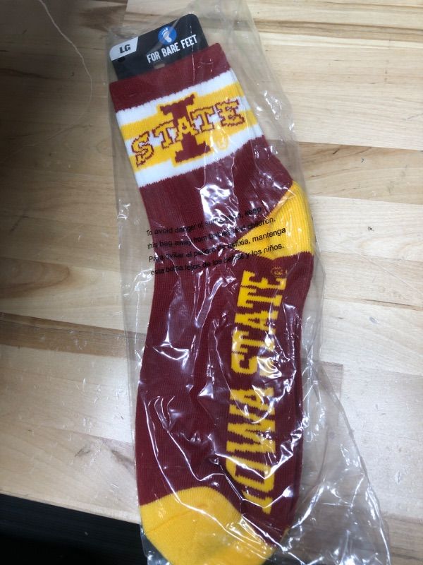 Photo 1 of For Bare Feet Men's Iowa State socks LG.