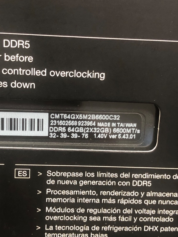 Photo 2 of CORSAIR DOMINATOR PLATINUM RGB DDR5 RAM 64GB (2x32GB) 6600MHz CL32 Intel XMP iCUE Compatible Computer Memory - Black (CMT64GX5M2B6600C32)