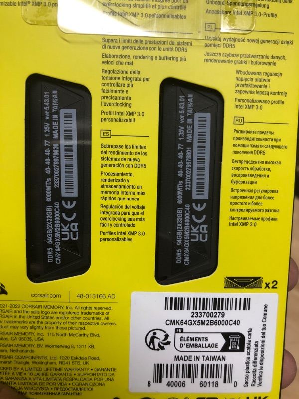 Photo 2 of CORSAIR VENGEANCE DDR5 RAM 64GB (2x32GB) 6000MHz CL40 Intel XMP iCUE Compatible Computer Memory - Black (CMK64GX5M2B6000C40) 64GB (2x32GB) Black