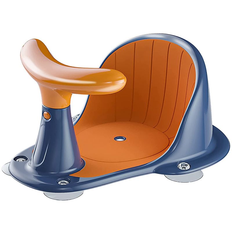 Photo 1 of Baby Bath Seat with Thermometer, Portable Toddler Child Bathtub Seat for 6-18 Months with Comfortable Backrest & Stable Suction Cup (Navy Blue)