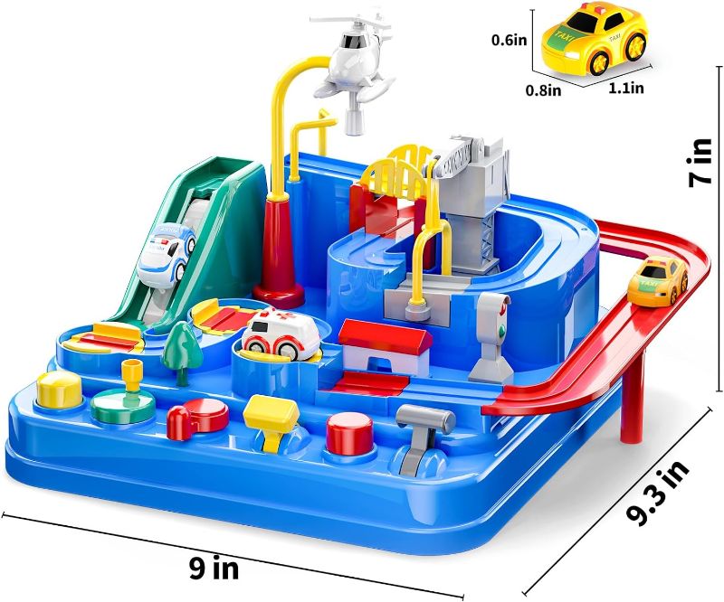 Photo 1 of 
TEMI Kids Race Track Toys with 3 Mini Cars - Puzzle Rail Car Adventure Playset for 3-7 Year Old Boys and Girls