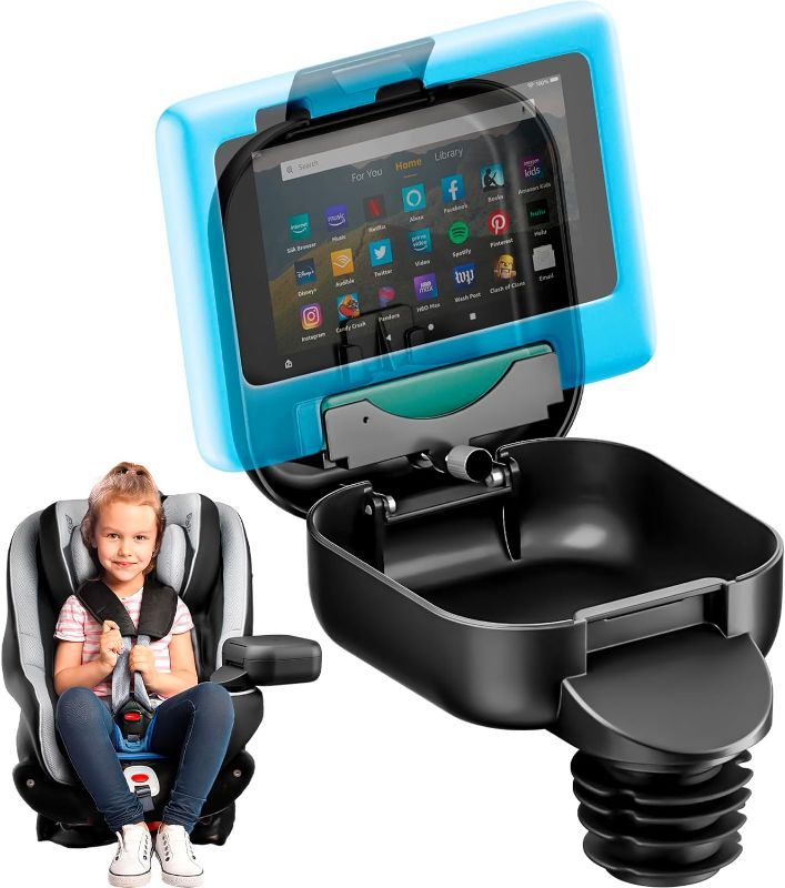 Photo 1 of Integral Kids Console for Car Seat - Upgraded Car Organizer for Kids Adjustable Tablet Mount - Car Seat Cup Holder Console with Storage Container - Roadtrip Essentials for Kids - Large Base