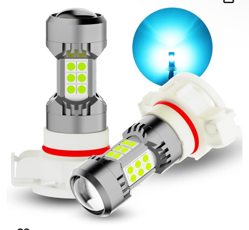 Photo 1 of PHINLION 5202 LED Fog Light Bulbs, 3200 Lumens Super Bright 3030 30-SMD 5201 12086 PS19W Ice Blue Car Replacement Lamps, Pack of 2