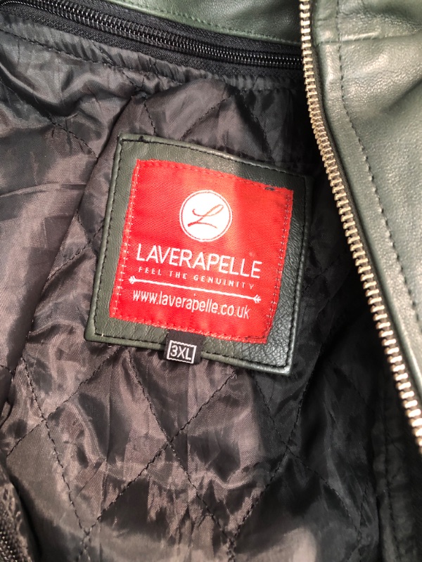 Photo 3 of 3XLARGE Laverapelle Men's Genuine Lambskin Leather Jacket (green, Classic Jacket) - 1501135