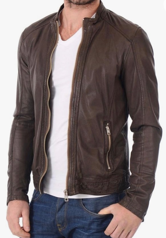 Photo 1 of LEATHER FARM Men's Lambskin Leather Bomber Motercycle Jacket Xlarge