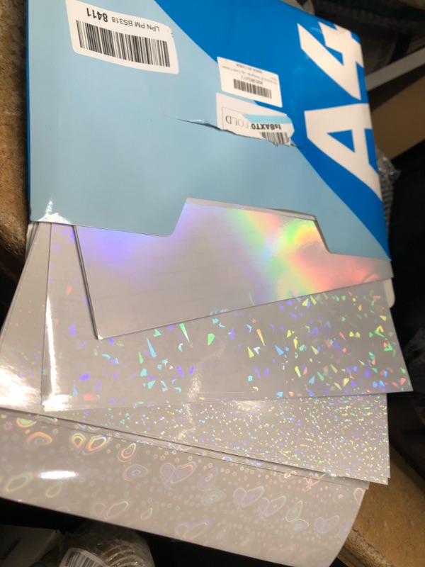 Photo 2 of TECKWRAP Holographic Sticker Paper Clear Overlay Lamination Vinyl Matte White Inkjet Printable Vinyl 8.26" x 11.69" A4 Size 36 sheets/Pack Laminate Sticker Film for Craft, Scrapbooking, Craft Cutters 36PCS Lamination Overlay Vinyl