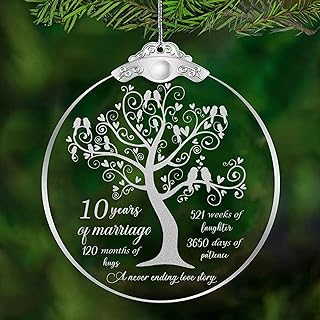 Photo 1 of 10th Wedding Anniversary Ornament,10th Anniversary Wedding Gift,10 Years As Mr.&Mrs. Christmas Ceramics Ornament Gift for 10 Years Couple Husband Wife Married Grandparents Friends Anniversary