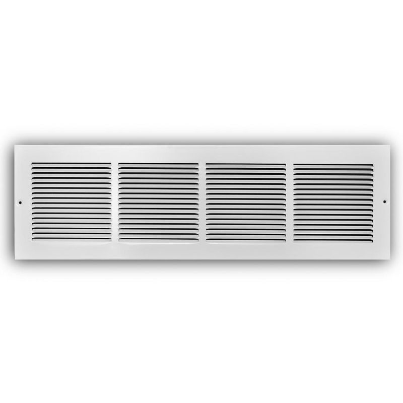 Photo 1 of Everbilt 24 in. X 6 in. 1-Way Steel Baseboard Return Air Grille in White, Powder Coat White
