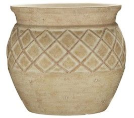 Photo 1 of allen + roth Round 15-in W x 12.5-in H Off-white Mixed/Composite Traditional Indoor/Outdoor Planter bundle of 2
