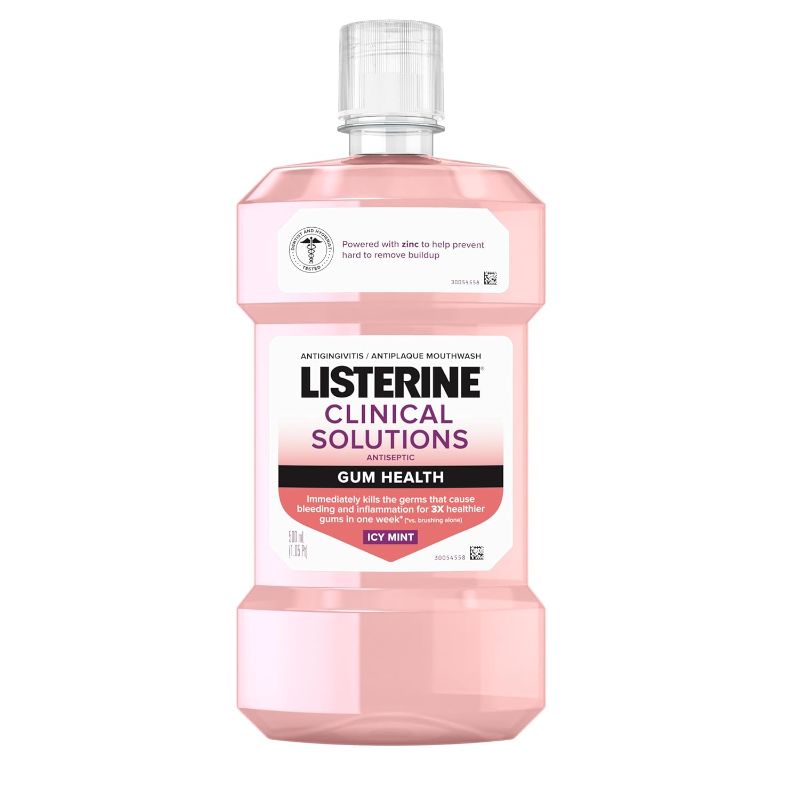 Photo 1 of Listerine Clinical Solutions Gum Health Antiseptic Mouthwash, Antigingivitis & Antiplaque Oral Rinse Helps Prevent Buildup & Immediately Kills Germs for Healthier Gums, ICY Mint, 500 mL
