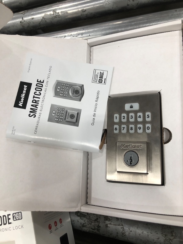 Photo 2 of Kwikset 9260CNT-15S Contemporary SmartCode Keypad Electronic Deadbolt SmartKey Satin Nickel Finish