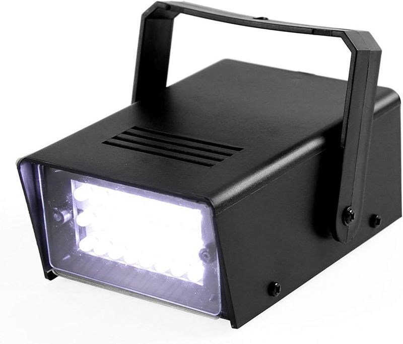Photo 1 of  Mini LED Strobe Light White Color with 24 Super Bright LED Variable Speed Control for Christmas Clubs Stage Light Effect DJ Disco Bars Parties Halloween (White Color)
