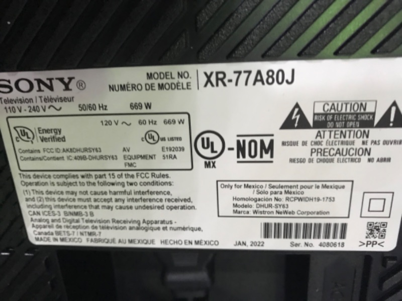 Photo 2 of **SEE NOTES**Sony OLED 77 inch BRAVIA XR A80L Series 4K Ultra HD TV: Smart Google TV with Dolby Vision HDR and Exclusive Gaming Features for The Playstation® 5 XR77A80L- 2023 Model,Black 77 TV Only