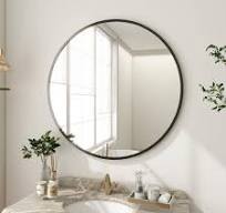 Photo 1 of ***DAMAGED - MIRROR COMING OFF FROM FRAME - SEE PICTURES***
GLSLAND 24 in. W x 24 in. H Round Metal Framed Wall Bathroom Vanity Mirror Black