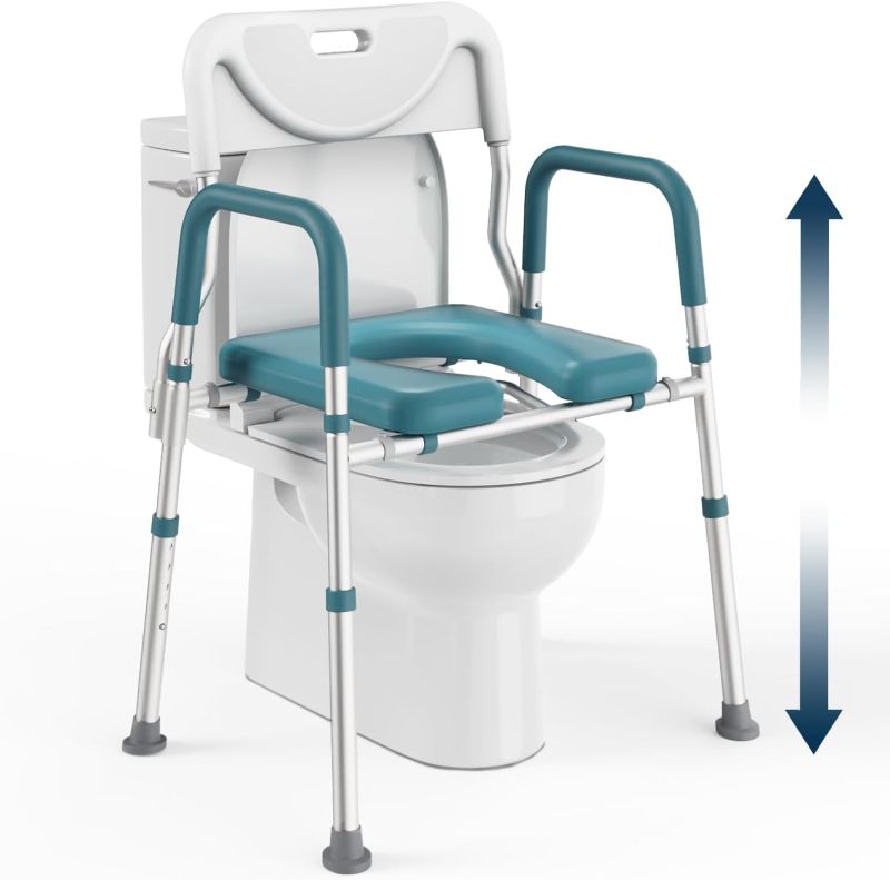 Photo 1 of **Parts Only** Raised Toilet Seat with Handles (400lb) - Adjustable 3 in 1 Commode Chair for Toilet with Arms, Toilet Riser with Handles, Bedside Commode Chair, Handicap Toilet Seat for Elderly & Disabled
