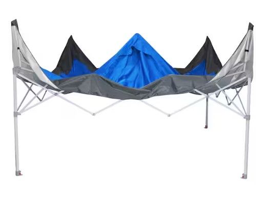 Photo 1 of 12 ft. x 12 ft. Blue Mega Shade Pop-Up Canopy with Grey Trim
