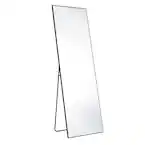 Photo 1 of 21in. W x 64in. H Aluminium Alloy Frame Black Full Body Floor Mirror with Floor Stand and Wall Mounted Hooks
