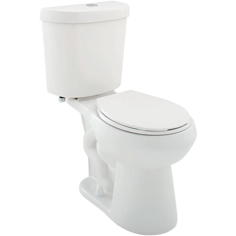 Photo 1 of 12 Inch Rough in Two-Piece 1.1 GPF/1.6 GPF Dual Flush Round Toilet in White Seat Included
