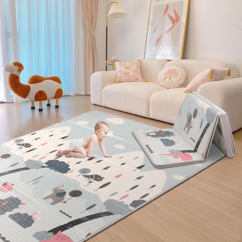 Photo 1 of  x 71in x 0.4in Portable Double Sided Baby Play Mat XPE Foldable Cartoon Mats Home Indoor Thickened BPA Free Extra Large Waterproof Activity Crawling Mat for Babies/Children