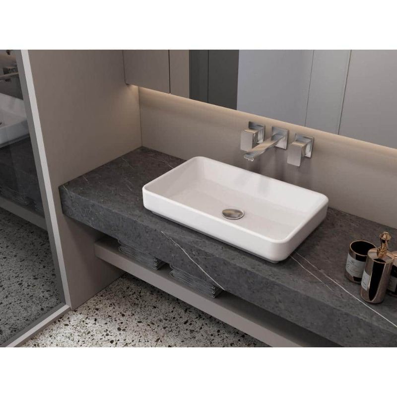 Photo 1 of 22 in. Ceramic Rectangular Vessel Bathroom Sink in White
