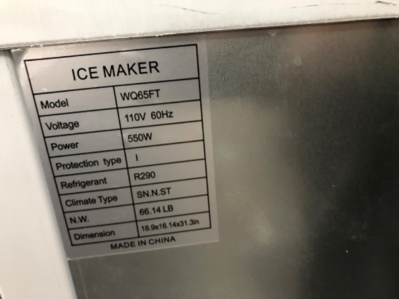 Photo 4 of  Commercial Ice Maker Machine, 100lbs/24H Stainless Steel Under Counter ice Machine with 33lbs Ice Storage Capacity, Freestanding Ice Maker.