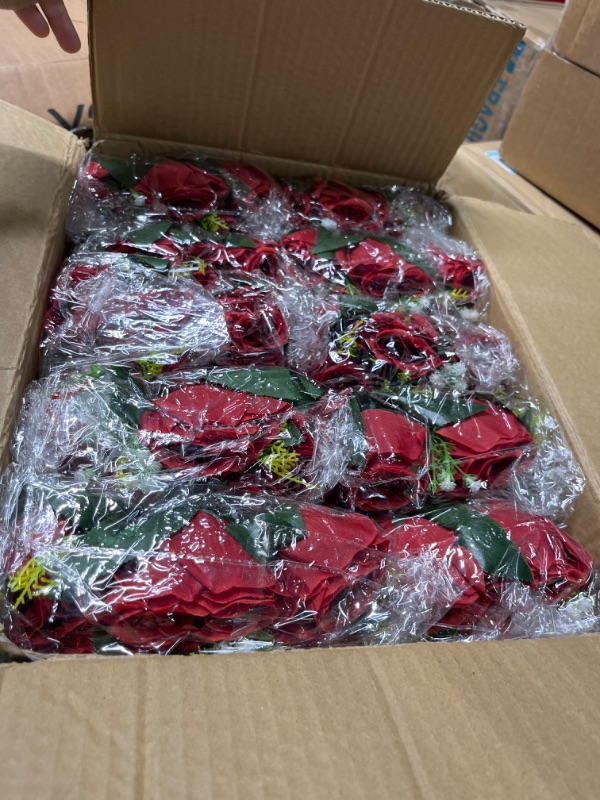 Photo 2 of Flower Balls Wedding Rose Centerpieces: 10 Pcs Crimson Fake Flowers Kissing Balls Decor Artificial Floral Arrangements Flower Bouquet of Roses Home Party Table DIY Decorations Crimson 10