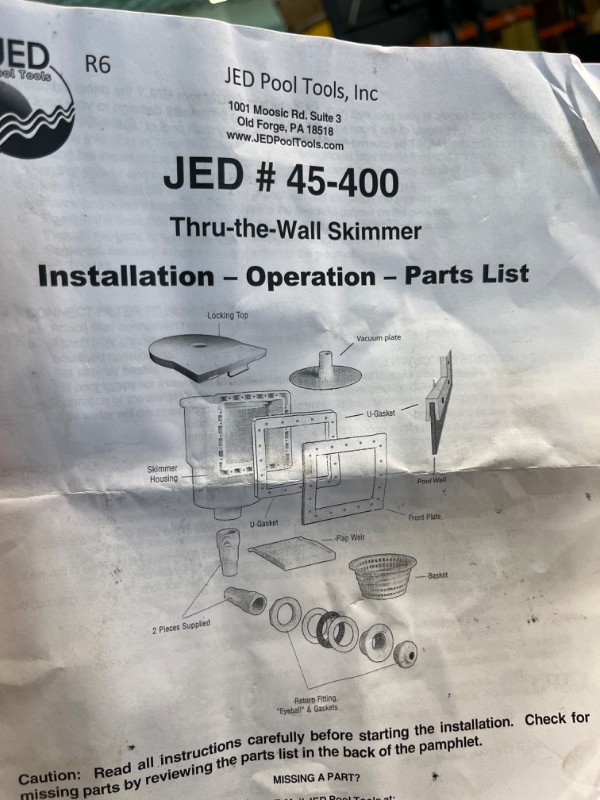 Photo 4 of JED Pool Tools 45-400 Thru-The-Wall Skimmer & Complete Accessory Kit, White
