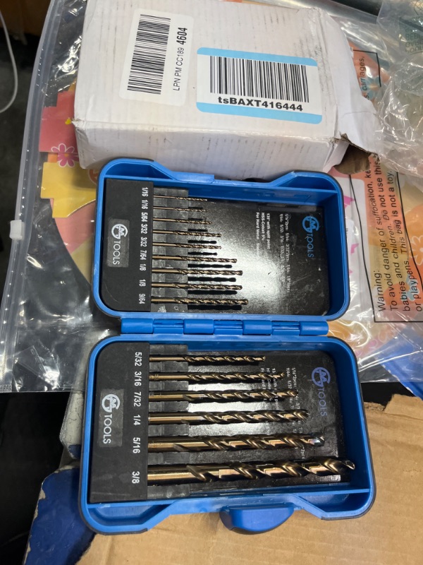 Photo 2 of 15Pcs Cobalt Drill Bit Set, M35 HSS, 135 Degree Tip, Twist Jobber Length Drill Bit Kit for Hardened Metal, Cast Iron, Stainless Steel, Plastic and Wood, with Indexed Storage Case 1/16"-3/8" 15 pcs Cobalt