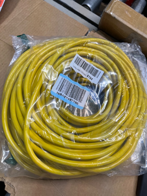 Photo 2 of 12/3 Gauge Heavy Duty Outdoor Extension Cord 100 ft Waterproof with Lighted end, Flexible Cold-Resistant 3 Prong Electric Cord Outside, 15Amp 1875W 12AWG SJTW, Yellow, ETL HUANCHAIN Yellow 100 foot