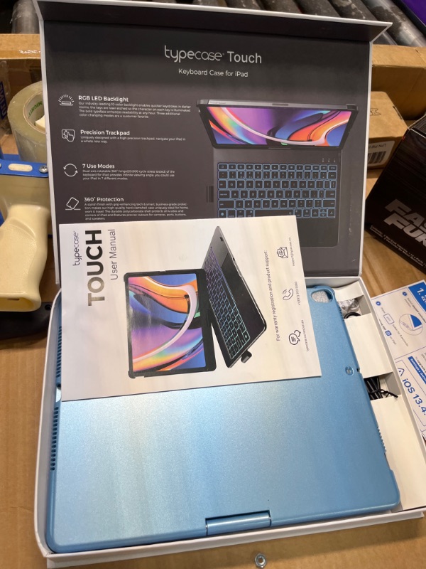 Photo 3 of typecase Touch iPad 9th Generation Case with Keyboard (10.2", 2021), Multi-Touch Trackpad, 10 Color Backlight, 360° Rotatable, Thin & Light for 8th Gen (2020), 7th Gen (2019), Air 3, Pro 10.5 ????????Sky Blue