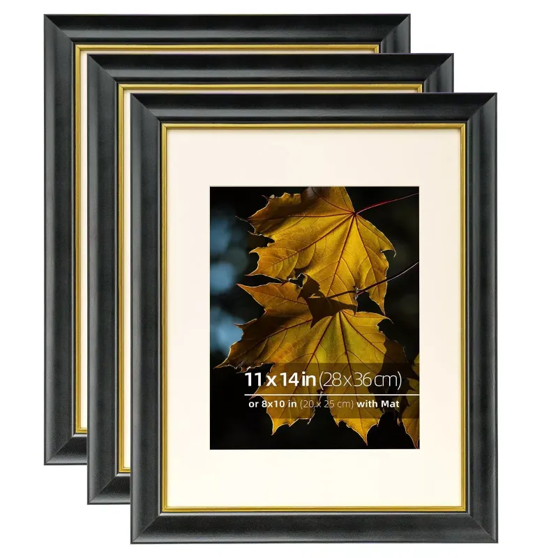 Photo 1 of 11x14 in Wood Black Gold 2 Tone Vintage Retro Gallery Picture Frame, Museum G...
