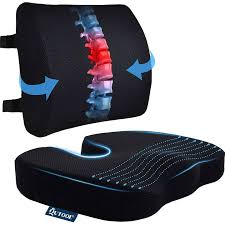 Photo 1 of Qutool Memory Foam Coccyx Seat Cushion & Lumbar Support Pillow for Office Chair, Car, Wheelchair Chair Cushion