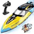 Photo 1 of DEERC Brushless RC Boat, 30+ mph Fast Remote Control Boats with Never Capsize&Low Battery Alarm Function, 2.4GHz Racing Boat with LED Lights for Seas, Pools&Lakes, Speed Boat Toy for Adults Boys&Girls Classic