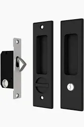 Photo 1 of 6.3” Privacy Pocket Door Lock Hardware,Invisible Sliding Door Lock with Keys,Recessed Handle Latch, Double Barn Door Lock, Invisible Furniture Hardware (Black)