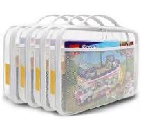 Photo 1 of *** SMALL**** 4 Packs PVC Zippered Blocks Set, Toy, Clay, Board game Storage Organizer Case (Name Tag, Manual Pocket) (White, Small)