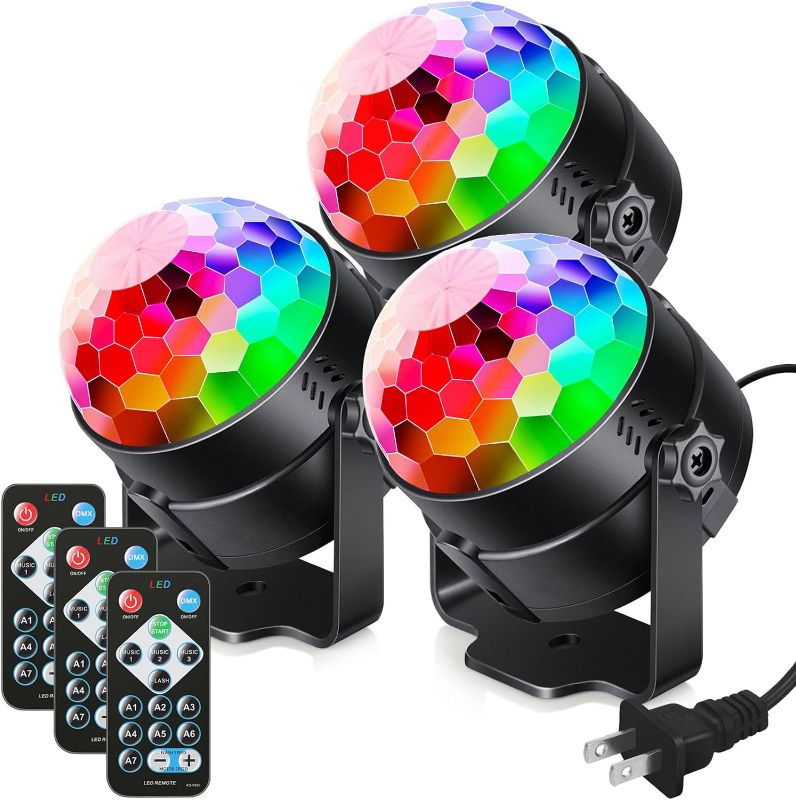 Photo 1 of Luditek 3-Pack Sound Activated Party Lights with Remote Control Dj Lighting, Disco Ball Light, Strobe Light Stage Lamp for Home Room Dance Party Decorations
