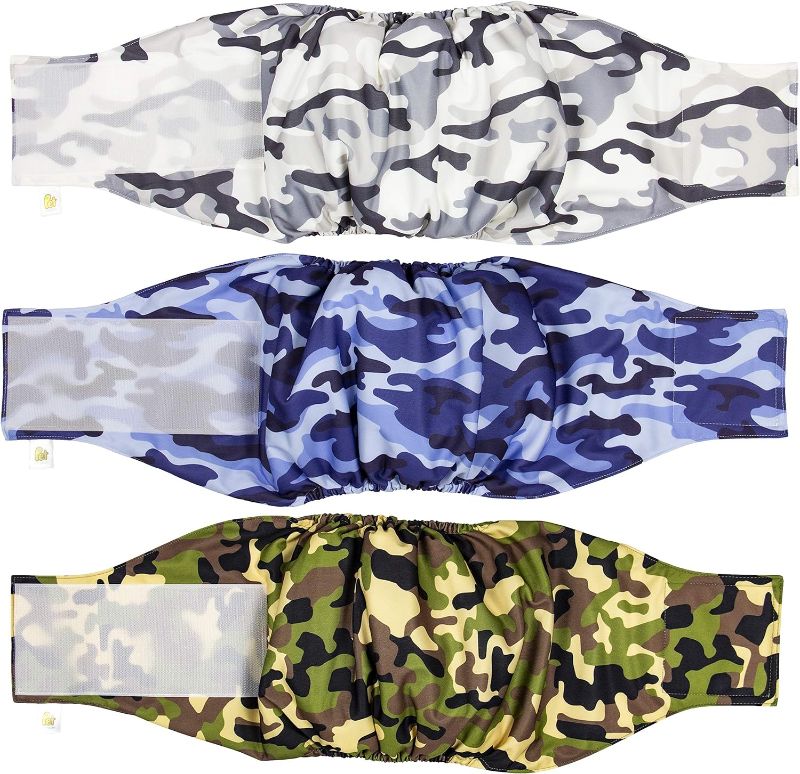 Photo 1 of Premium Male Dog Belly Band Washable (3-Pack) (Camo, Large (20"-31" Waist))
