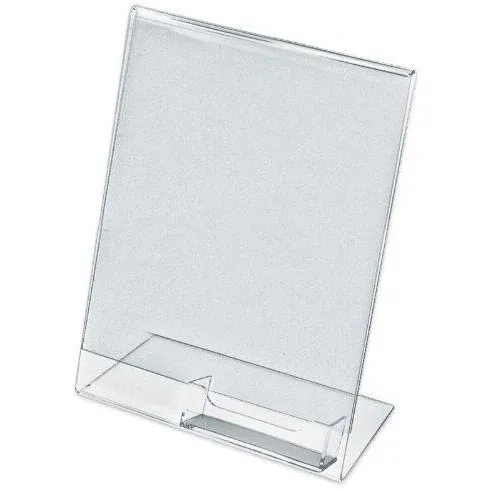 Photo 1 of SLANTED 8.5 X 11 SIGN HOLDER WITH BUSINESS CARD HOLDER
