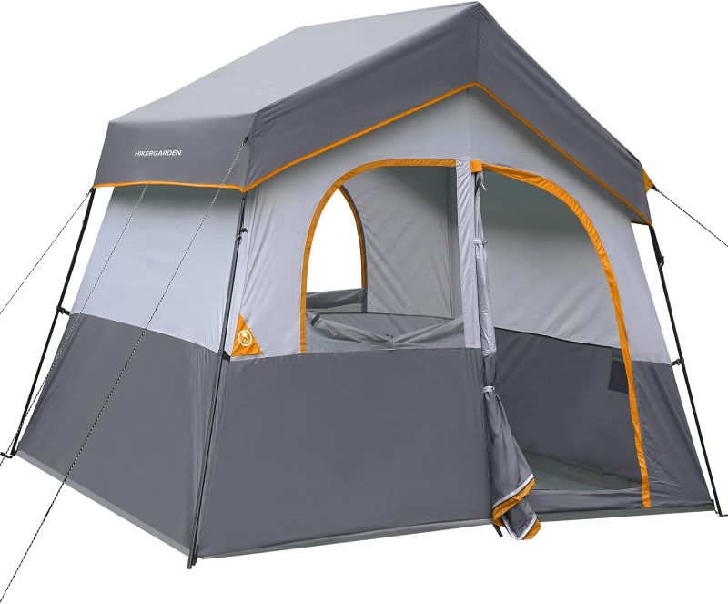 Photo 1 of HIKERGARDEN 6 Person Camping Tent - Portable Easy Set Up Family Tent for Camp, Windproof Fabric Cabin Tent Outdoor for Hiking, Backpacking, Traveling