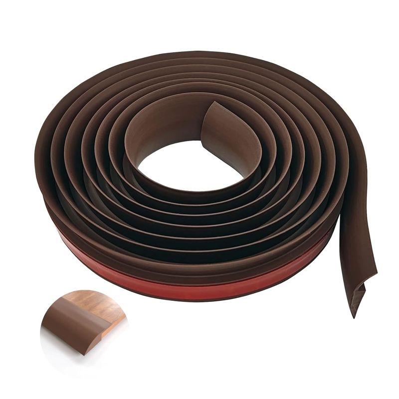 Photo 1 of 10 FT PVC Floor Transition Strip, Peel and Stick Molding Trim for Threshold Transitions with a Height Less Than 5 mm/0.2in, Carpet & Floor Edging Trim, Carpet to Tile Transition Strip(Brown)
