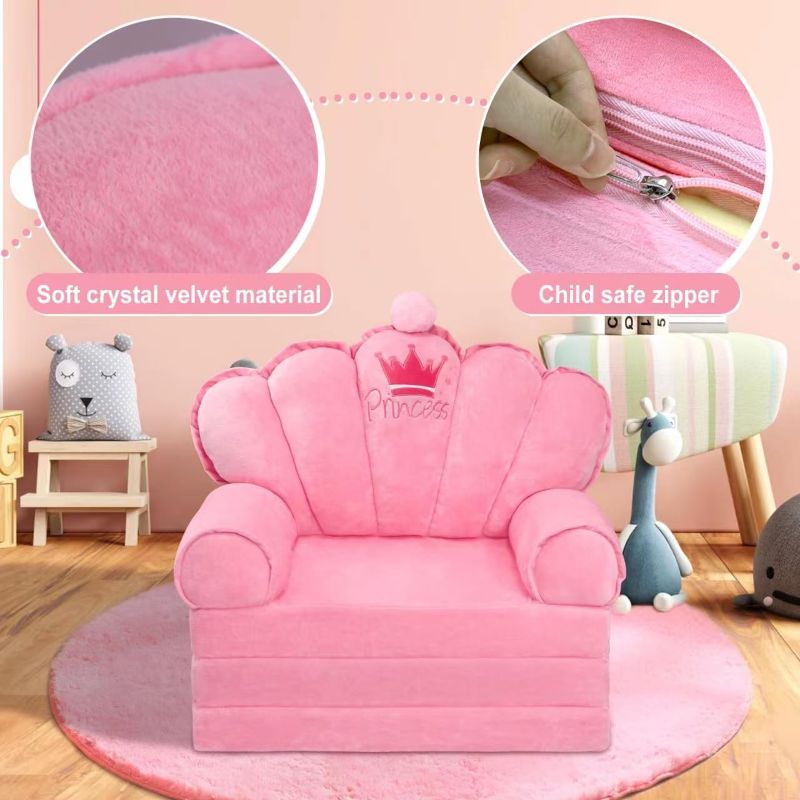 Photo 1 of ** SIMILAR TO IMAGE**
Toddler Couch Fold Out,Comfy Kids Chair Sofa for Bedroom,Toddler Couch Bed for Girl | Pink Princess Chairs Couch for Toddlers 1-3 | Kids Sofa for Playroom (Light Pink)
