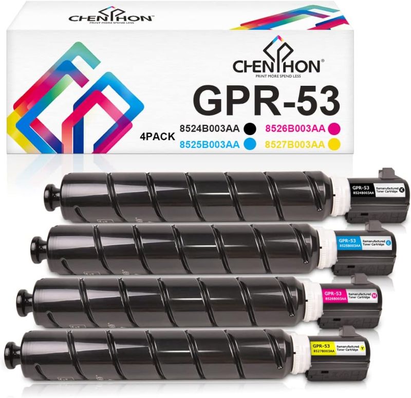 Photo 1 of CHENPHON GPR53 Toner Remanufactured for Canon Cartridge Replacement use in imageRUNNER Advance iR-ADV C3530 C3325 C3330 C3020 C3320 C3520 C3520i C3525 C3525i C3530 C3530i Series Printers [KCMY-4Pack]
