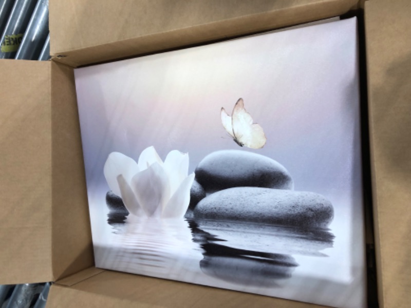 Photo 2 of ***DAMAGED***
EOBTAIN Zen Water Lily Canvas Wall Art White Floral and Yellow Butterfly on Stone Bedroom Wall Decor Modern Spiritual Yoga Spa Painting Picture Artwork Bathroom Decor 20x16 Inches
